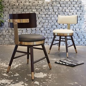 C2463 노블체어 철제 목재 가죽 카페 홈 식탁 화장대 디자인 의자
