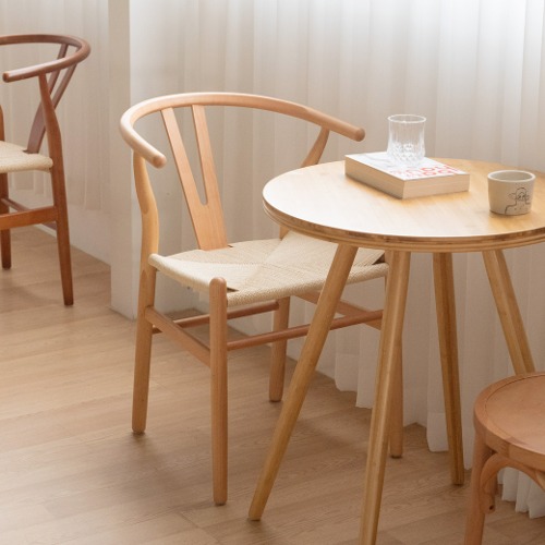 C4010 와이체어 목재 실방석 위시본 인테리어 카페 식탁 의자