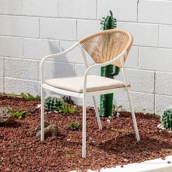 C5149 루안 체어 야외 라탄 철제 의자 쿠션 방석 휴양지 테라스 카페 의자