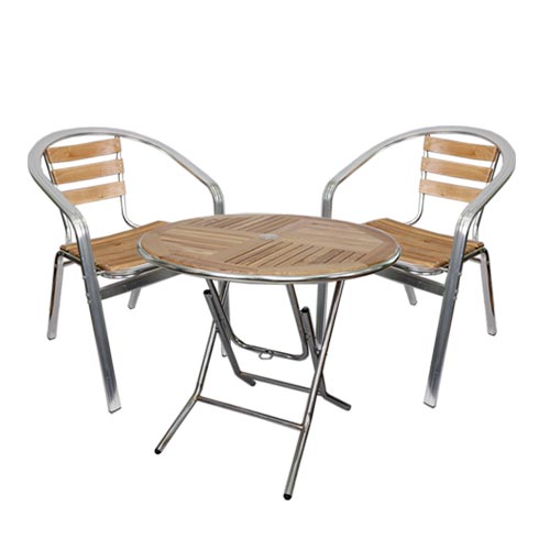 S2108 야외세트 (2인/3인/4인) 목재 알루미늄 야외 테라스 정원 업소용 의자 테이블