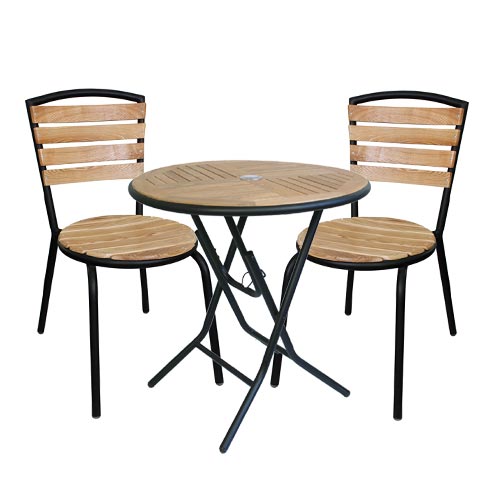 S2132 야외세트 (2인/3인/4인) 목재 철재 야외 테라스 정원 업소용 의자 테이블