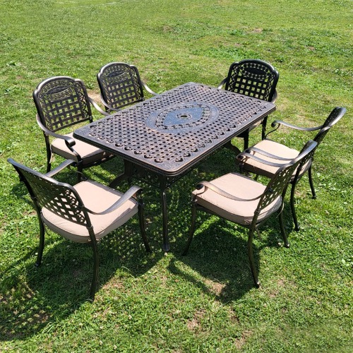 S2406 비스트로06 6인 세트 1500*900mm 알루미늄 카페 아웃도어 야외 정원 테이블