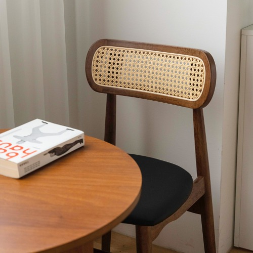 C2566 하이브 체어 라탄 원목 카페 디자인의자 고무나무 식탁의자 월넛 내추럴