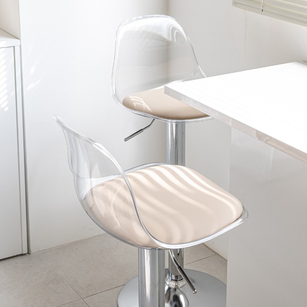 [1+1] B1545 아나스 투명 바텐 홈바의자 아일랜드 식탁 플라스틱 높이조절 높은 바체어