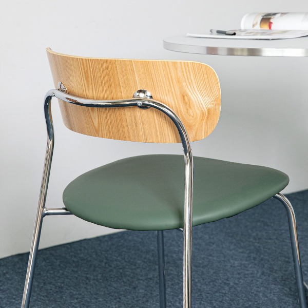 C2540 스텔라 체어 가죽 브라운 원목 식탁 디자인 인테리어 카페 의자