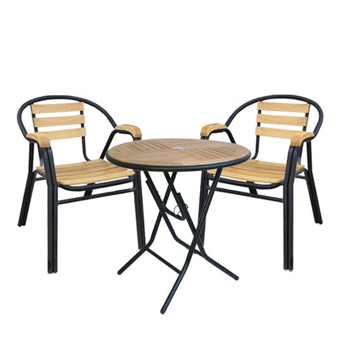S2123 야외세트(2인/3인/4인) 목재 야외 테라스 정원 업소용 의자 테이블 세트