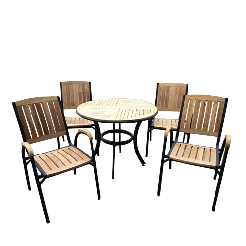 S2146 야외세트 (2인/4인) 목재 야외 테라스 정원 카페 팬션 업소용 의자 테이블