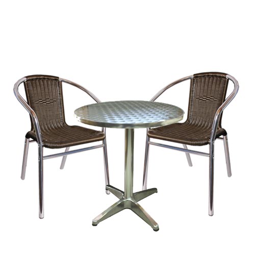 S2124 야외세트 (2인/4인) 라탄 알루미늄 야외 테라스 정원 카페 팬션 업소용 의자 테이블