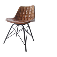 C2376 카멜큐브체어 가죽 스틸 에펠 식당 카페 홈 거실 식탁 디자인 인테리어 의자